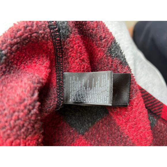 The north face men’s medium red and black plaid fleece tartan pullover 1/4 zip - Picture 6 of 8